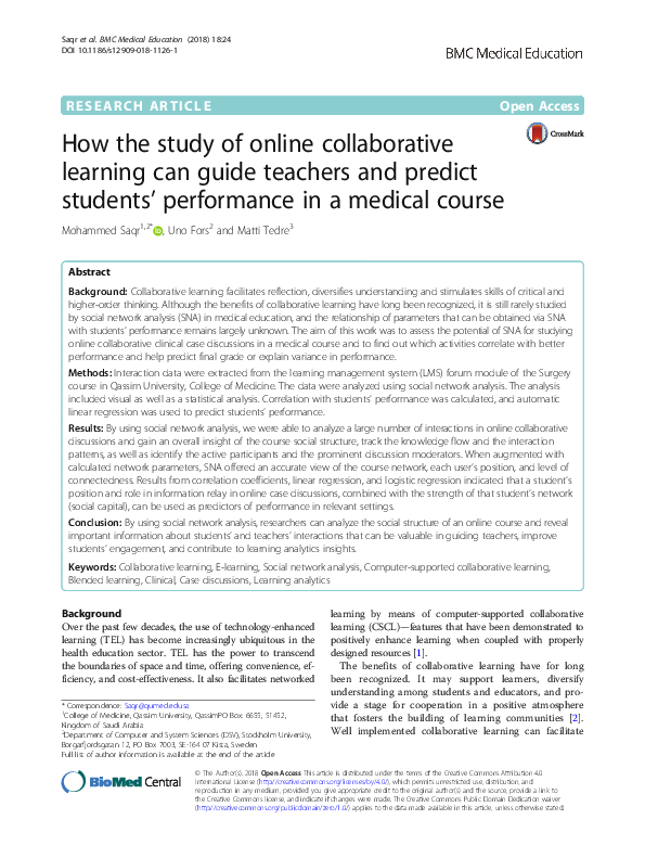 (PDF) How the study of online collaborative learning can guide teachers ...