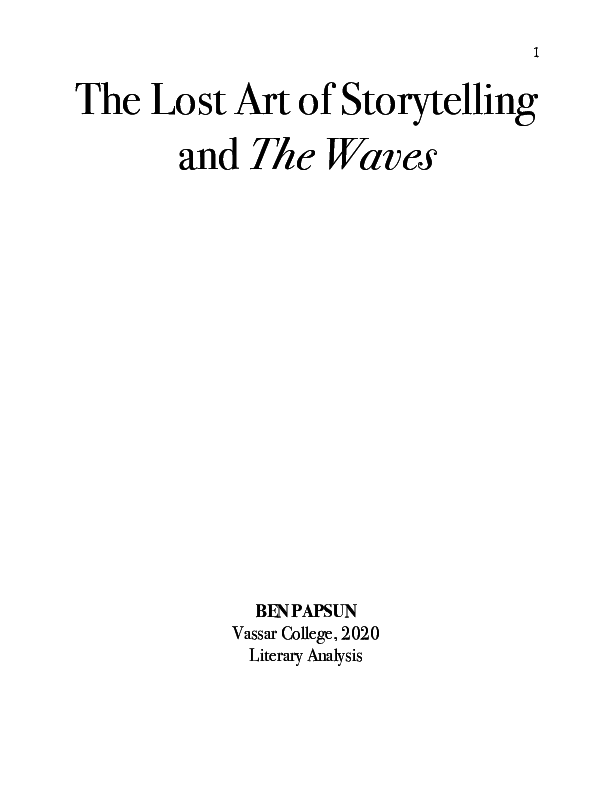 (PDF) The Lost Art of Storytelling and The Waves