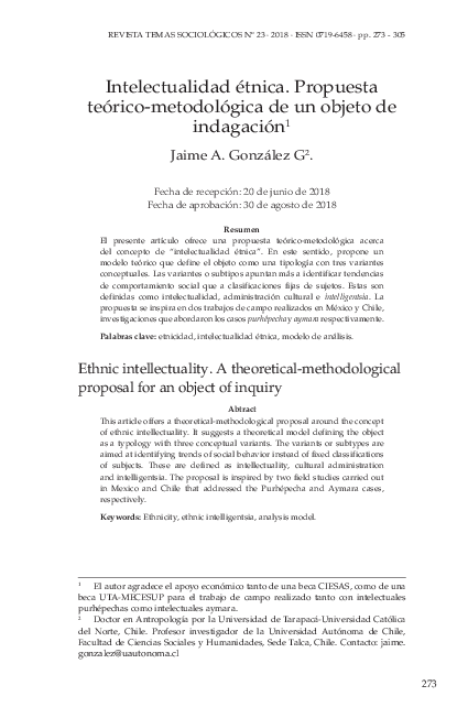 (PDF) INTELECTUALIDAD ÉTNICA. PROPUESTA TEÓRICO-METODOLÓGICA DE UN ...