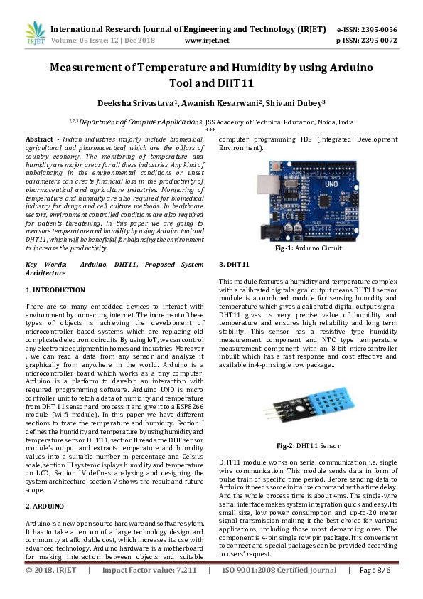 (PDF) IRJET-Measurement of Temperature and Humidity by using Arduino ...