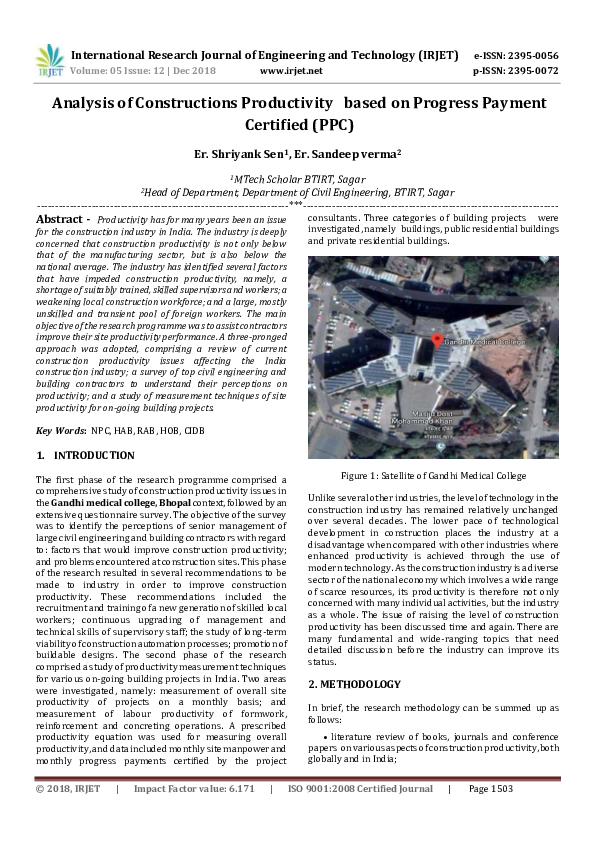 (PDF) IRJET-Analysis of Constructions Productivity based on Progress ...