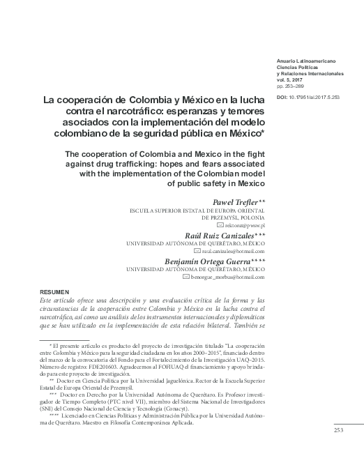 (PDF) La cooperación de Colombia y México en la lucha contra el ...