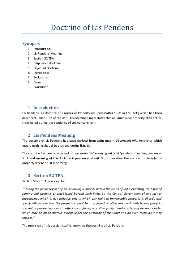 Supreme court judgments on lis pendens image