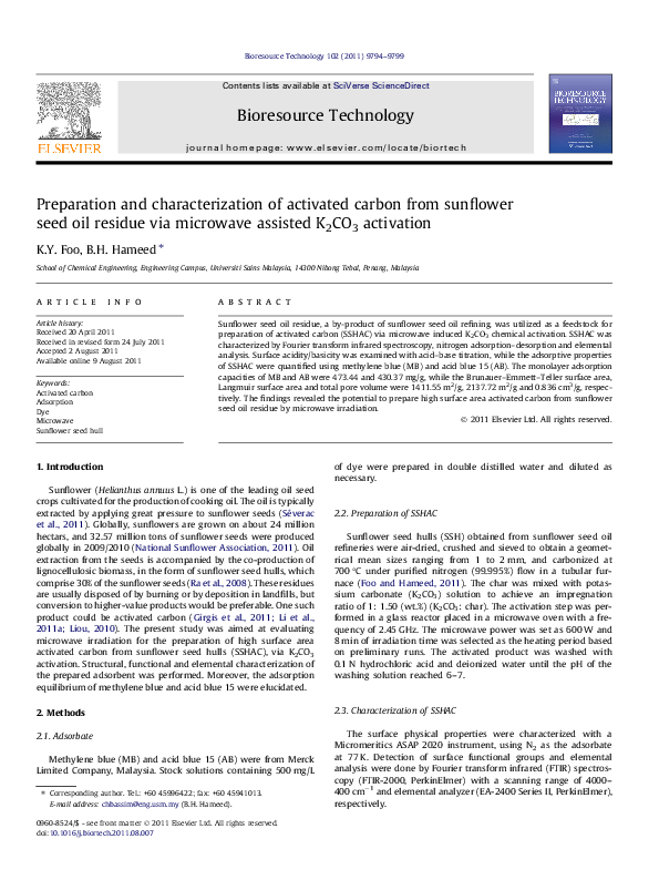 (PDF) Preparation and characterization of activated carbon from ...