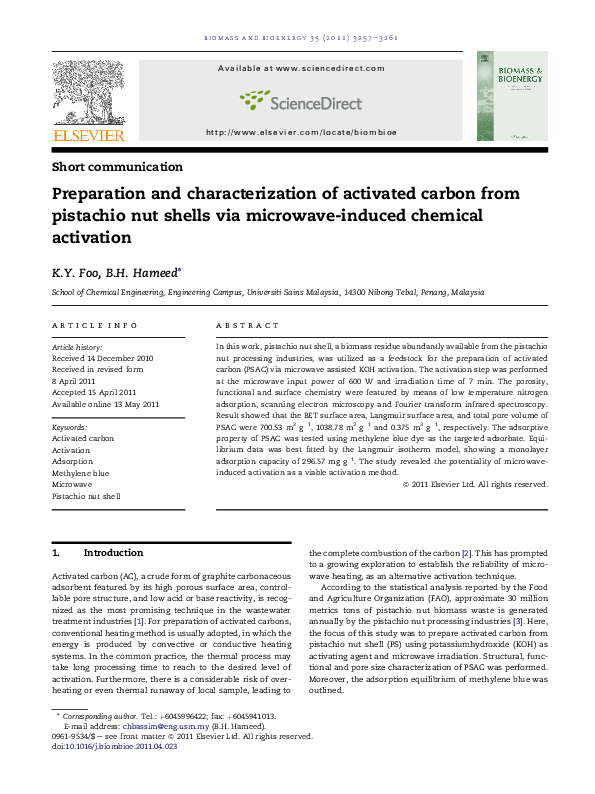 (PDF) Preparation and characterization of activated carbon from ...