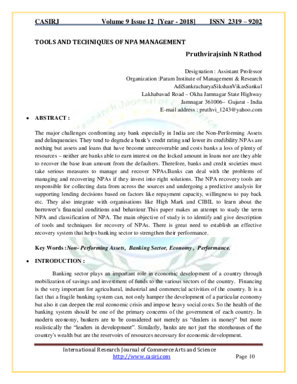 Measures taken to reduce npa picture