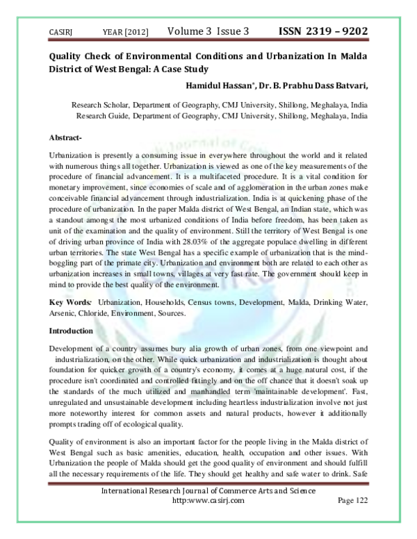 (PDF) Quality Check of Environmental Conditions and Urbanization In ...