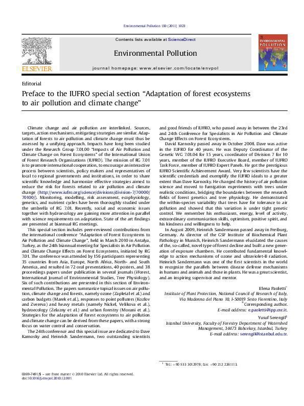 (PDF) Preface to the IUFRO special section “Adaptation of forest ...