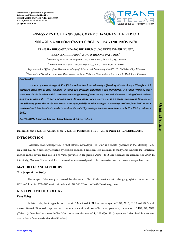 (PDF) ASSESSMENT OF LAND USE/ COVER CHANGE IN THE PERIOD 2000 – 2015 ...
