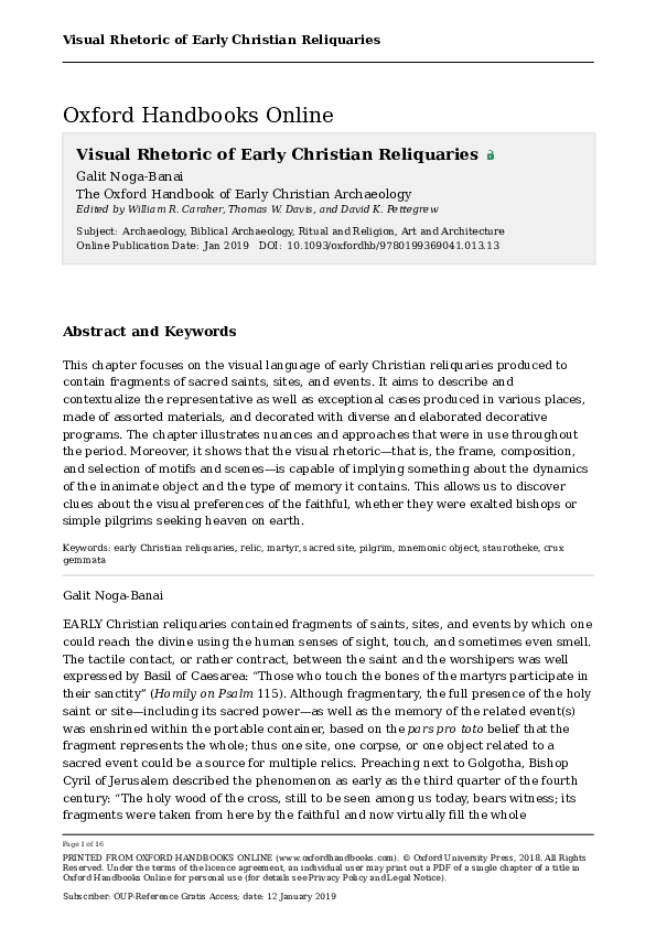 (PDF) Visual Rhetoric of Early Christian Reliquaries