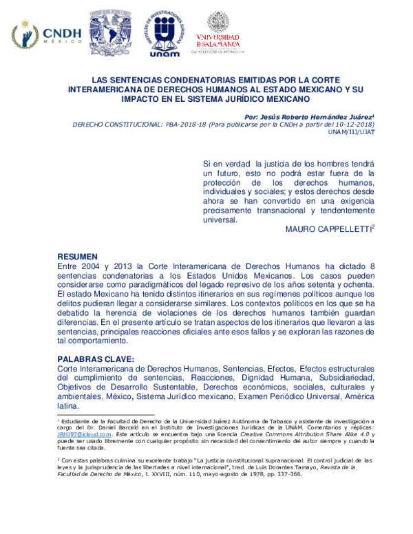 (PDF) LAS SENTENCIAS CONDENATORIAS EMITIDAS POR LA CORTE INTERAMERICANA