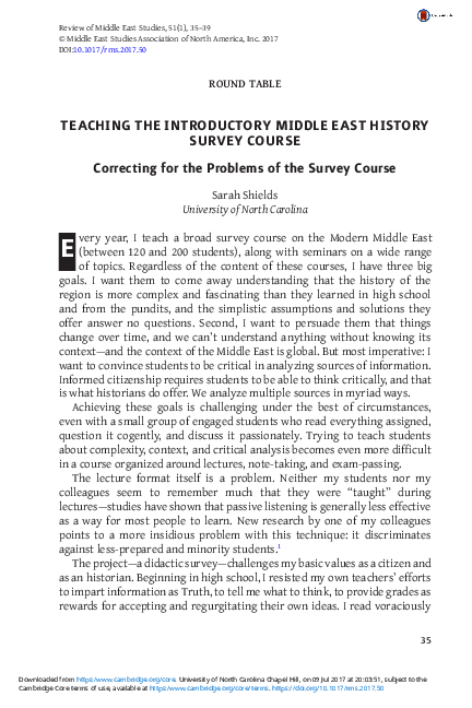 (PDF) On teaching the Middle East survey