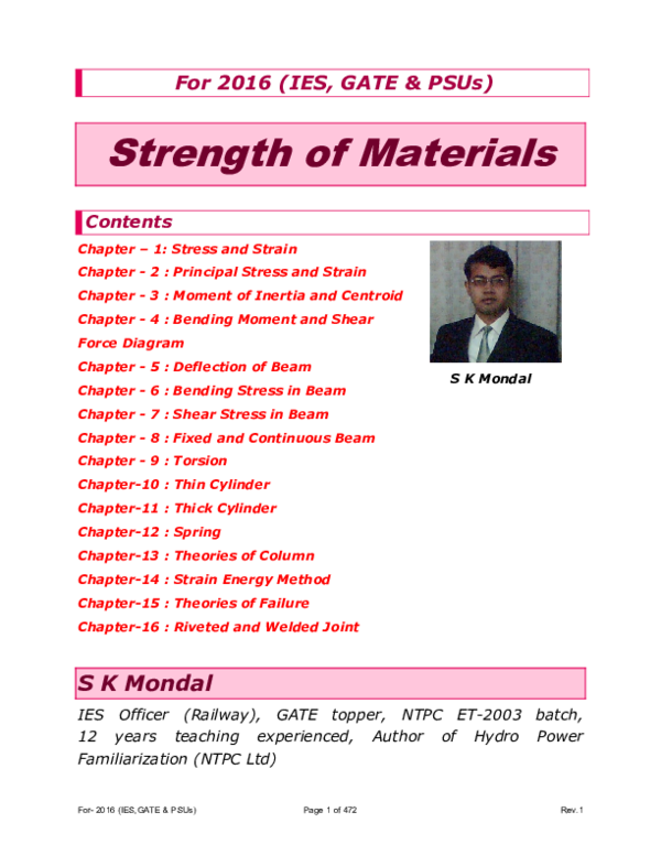 (PDF) Strength of Materials 2016 by S K Mondal manoj pal Academia.edu