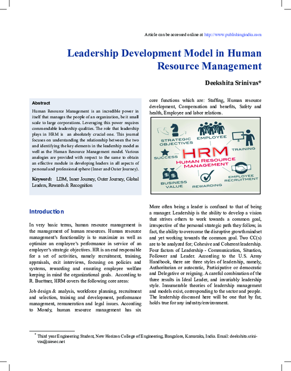 (PDF) Leadership Development Model in Human Resource Management