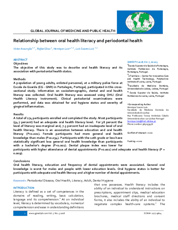 (PDF) Relationship between oral health literacy and periodontal health.pdf
