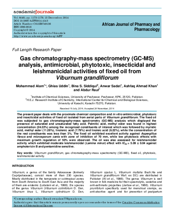 (PDF) Gas chromatography mass spectrometry (GC-MS) analysis of the ...