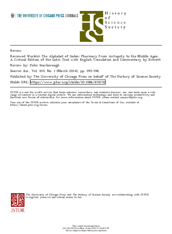 The Alphabet of Galen: Pharmacy from An PDF) The Alphabet of Galen