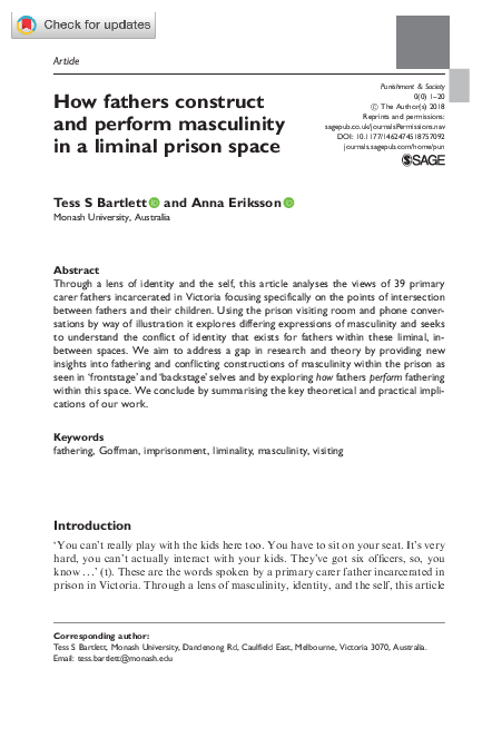 (PDF) How fathers construct and perform masculinity in a liminal prison ...