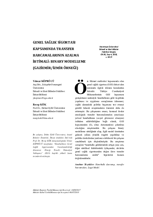 (PDF) POSSIBILITY OF THE DECREASE OF TRANSFER EXPENDITURES