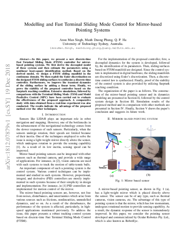 (PDF) Modelling and Fast Terminal Sliding Mode Control for Mirror-based ...