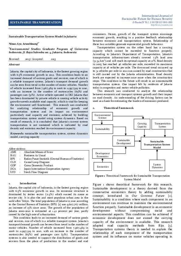 Pdf Sustainable Transportation Sustainable Transportation System