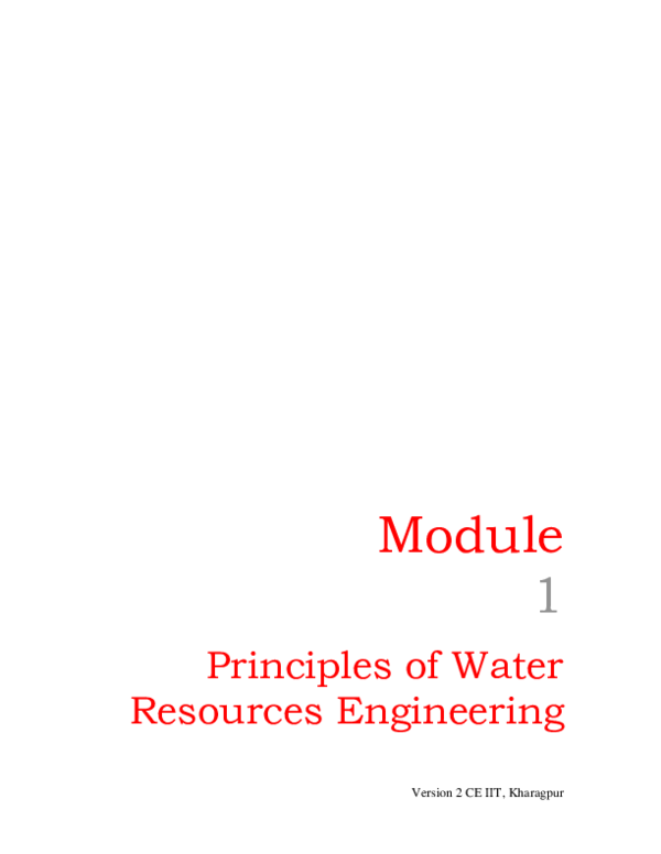 (PDF) Module 1 Principles of Water Resources Engineering ashish amate