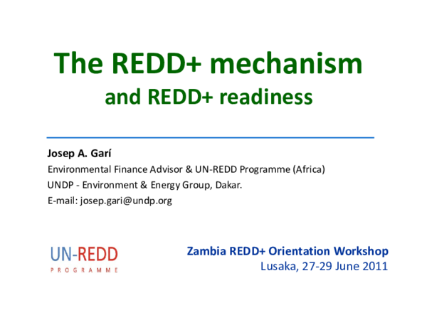 (PDF) REDD mechanism and REDD readiness - Presentation by Josep Gari
