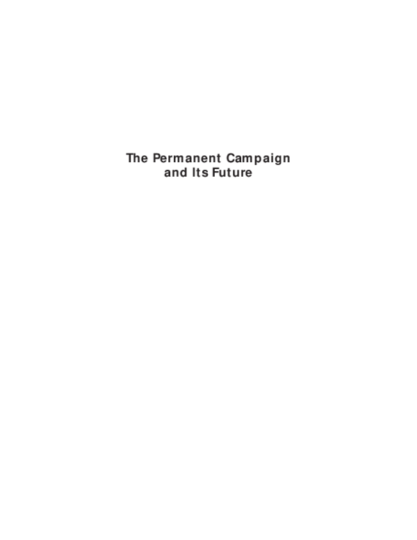 The Permanent Campaign and Its Future