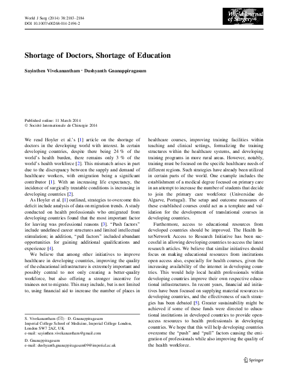 Physician shortage essay image