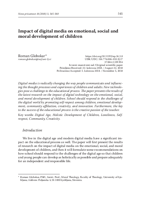 (PDF) Impact of digital media on emotional, social and moral ...
