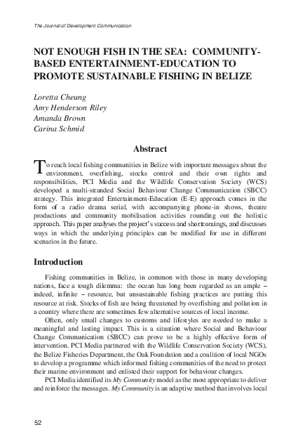 (PDF) Not enough fish in the sea: Community-based entertainment ...