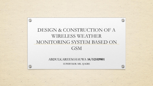 (PDF) GSM Weather Monitoring System Slides