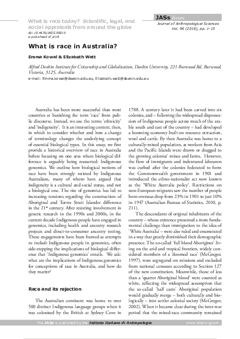  PDF What Is Race In Australia Scientific Legal And Social 