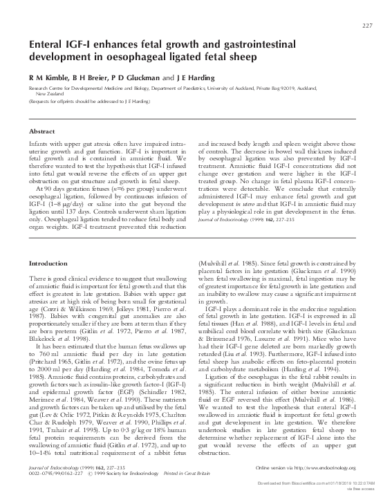 (PDF) Enteral IGF-I enhances fetal growth and gastrointestinal ...