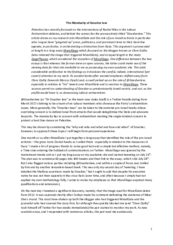 The Mendacity of Gnasher Jew