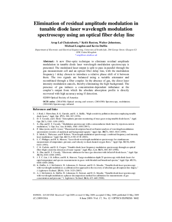 (PDF) Elimination of residual amplitude modulation in tunable diode ...