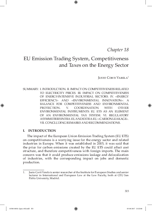 (PDF) EU Emission Trading System, Competitiveness and Taxes on the ...