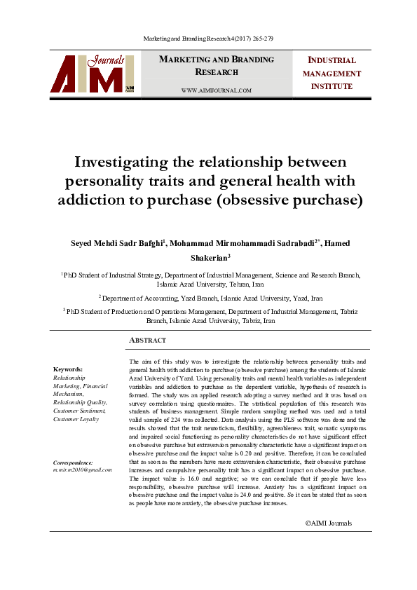 (PDF) Investigating the relationship between personality traits and ...