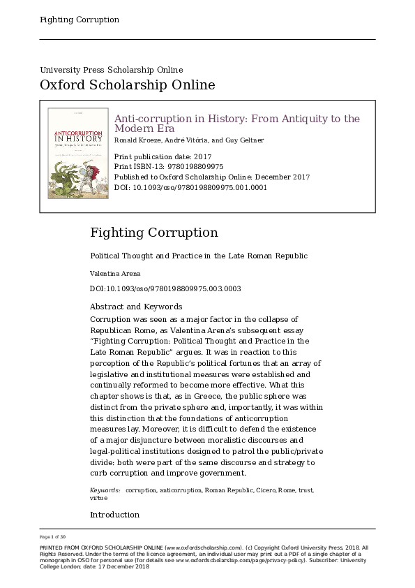 (PDF) Fighting Corruption Political Thought and Practice in the Late ...