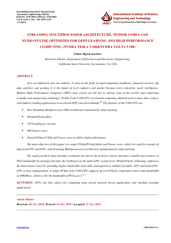 (PDF) 1. formate - IJEEE- Streaming Multiprocessor Architecture, Tensor ...