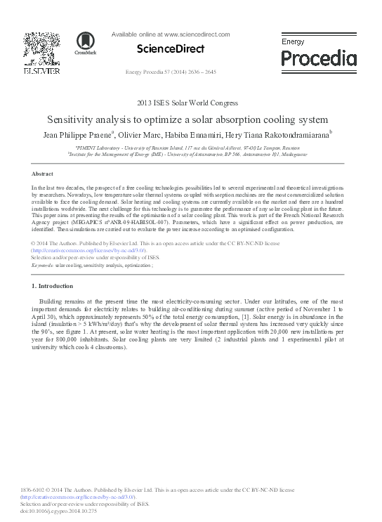 (PDF) Sensitivity analysis to optimize a solar absorption cooling system