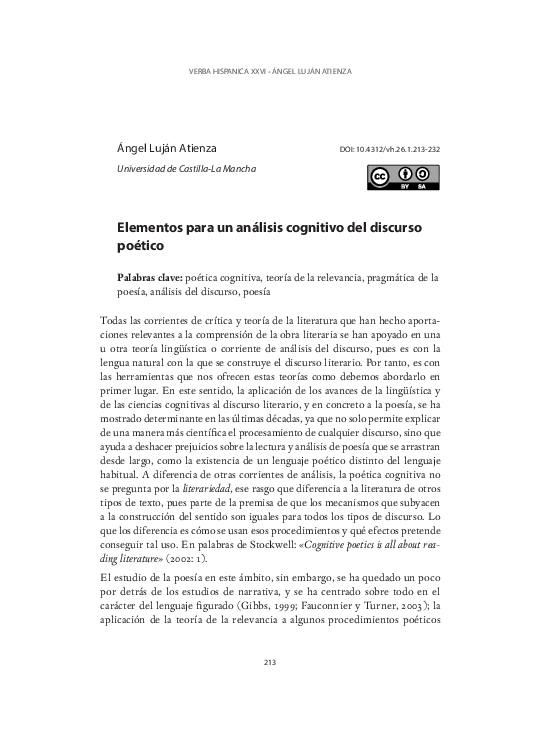 (PDF) Elementos para un análisis cognitivo del discurso poético