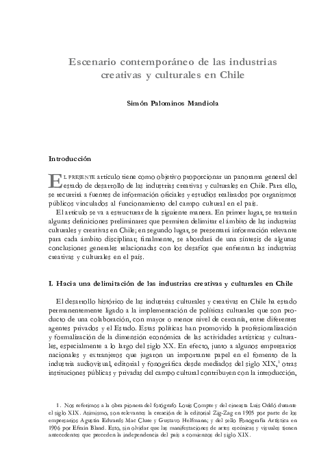 (PDF) 'Escenario contemporáneo de las industrias creativas y culturales ...