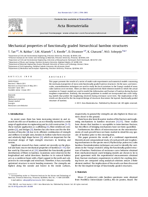 (PDF) Mechanical properties of functionally graded hierarchical bamboo ...
