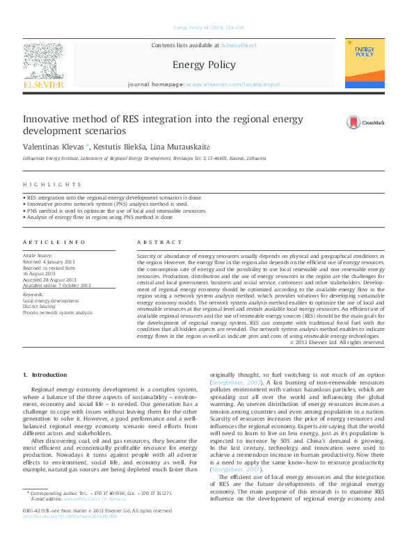 (PDF) Innovative method of RES integration into the regional energy ...