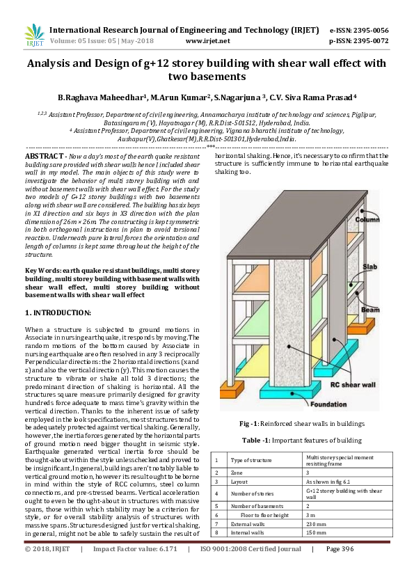 (PDF) IRJET-Analysis and Design of g+12 storey building with shear wall ...