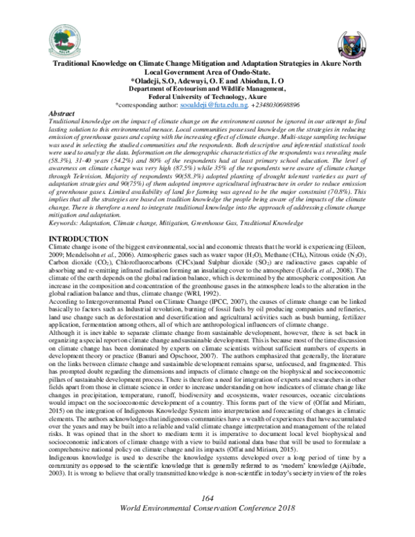 (DOC) Traditional Knowledge on Climate Change Mitigation and Adaptation ...