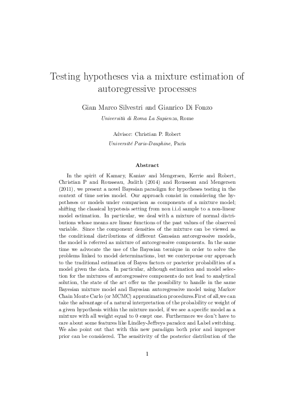 (PDF) Testing hypotheses via a mixture of autoregressive processes.pdf