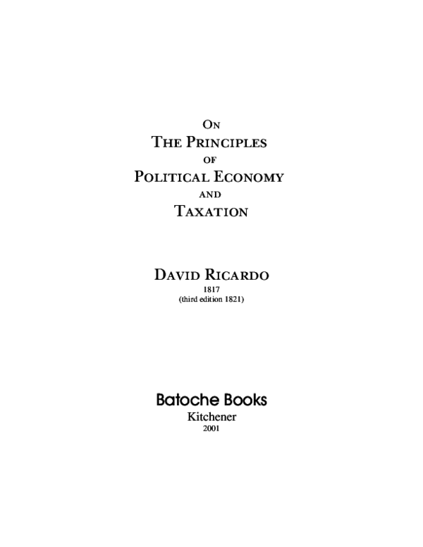 (PDF) The Principles of Political Economy and Taxation - David Ricardo