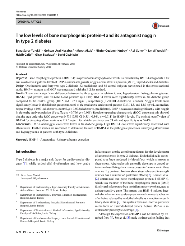 (PDF) The low levels of bone morphogenic protein-4 and its antagonist ...